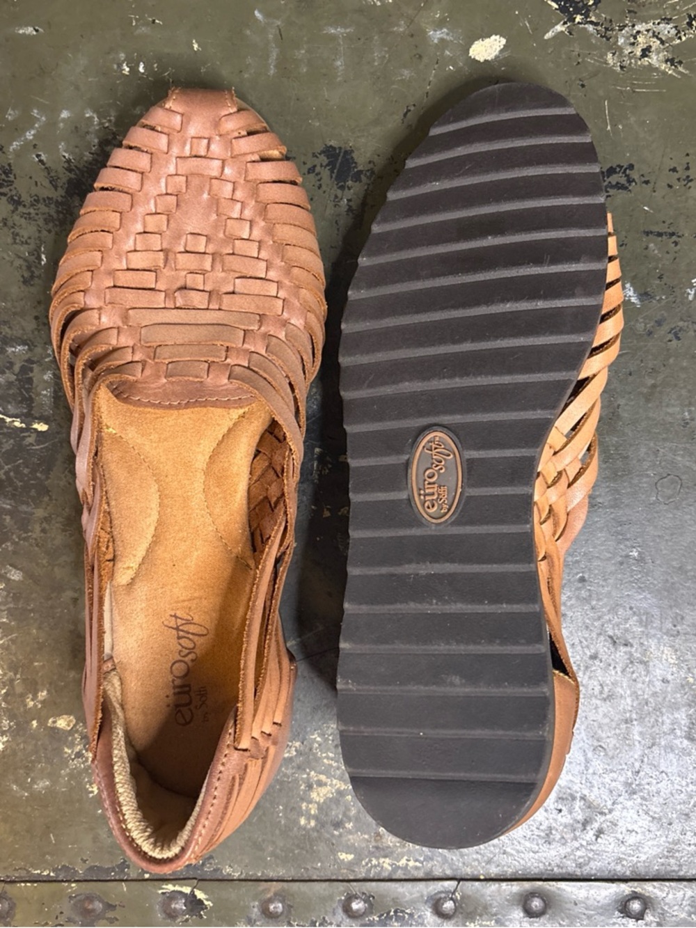 Eurosoft Women's Woven Leather Sandals in Tan Never been worn
